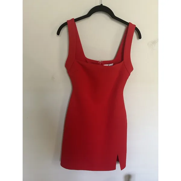 Princess Polly Bombshell Red Bodycon Mini Dress Slit Stretch Strappy Sz 8 Party - Image 3