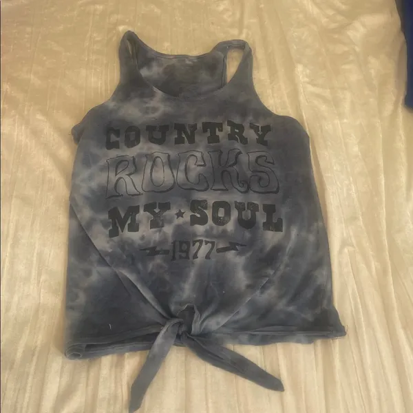 Denizen from Levi's Graphic Tank Top Size M Blue Tie Dye Ties At The Waist. - Image 4