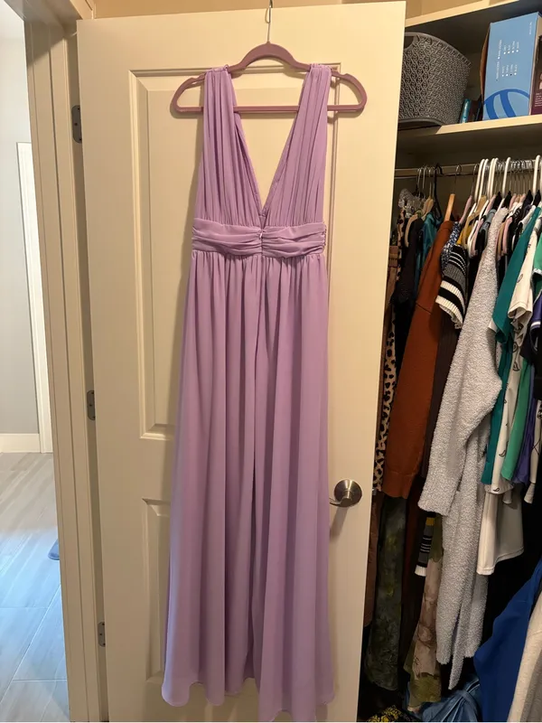 Lulu's Lilac Plunge V-Neck Maxi Dress with High Slit - Image 4
