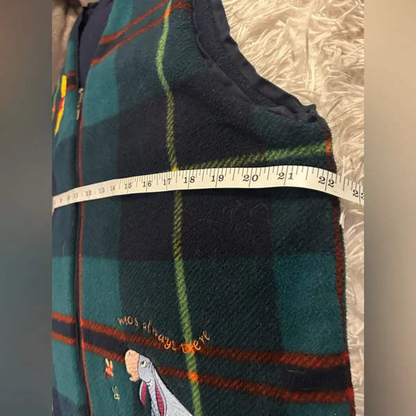 Disney Vest Womens L Winnie The Pooh Tartan Plaid Fleece Embroidered Vintage. - Image 11