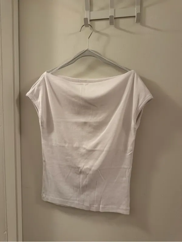 Zara White Boatneck Cap Sleeve Top - Image 3