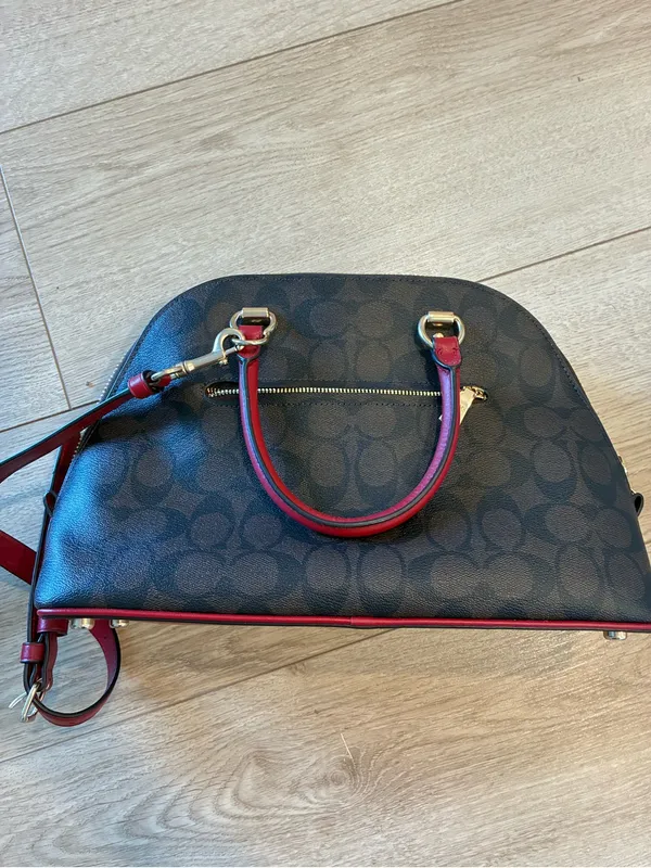 NEW Coach Katy Satchel Signature Canvas Brown Red with Wallet 2558 - Image 6