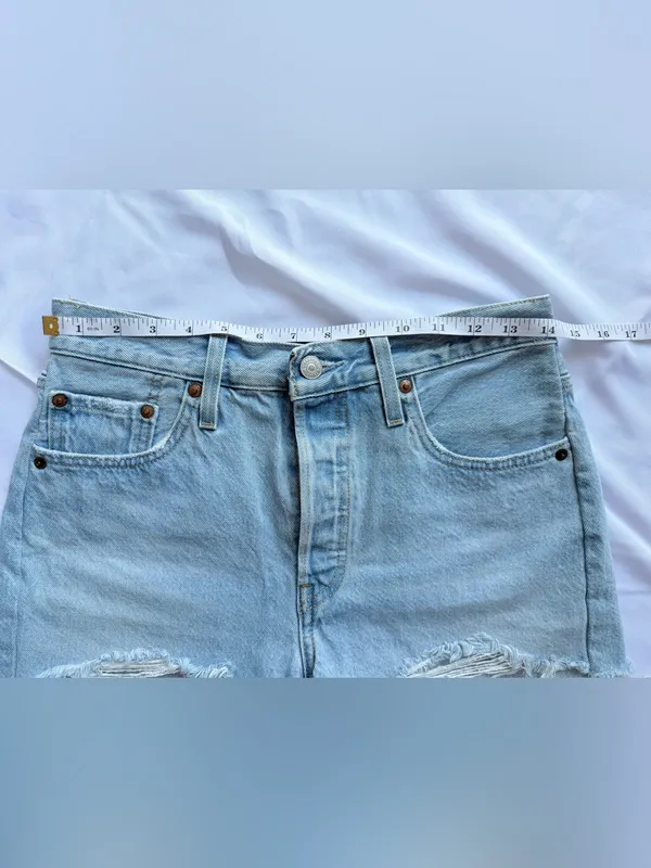 Levi’s 501 Button Fly Cotton High Rise Denim Shorts Size 28 - Image 11