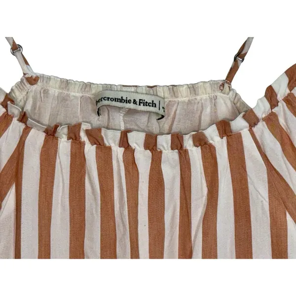 Abercrombie & Fitch White Tan Striped Tiered Sleeveless Mini Dress Womens Size S - Image 6