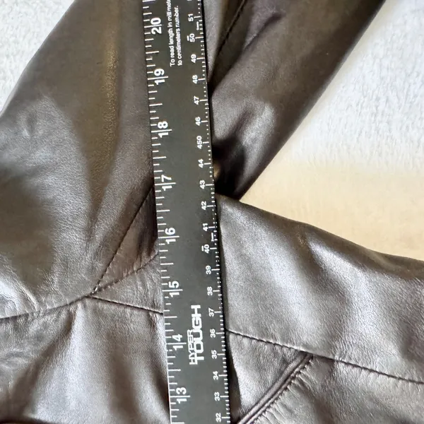 Maje Asymmetric Leather Moto Jacket Womens Size 3‎ L Brown Biker Gold Zip Edgy - Image 4