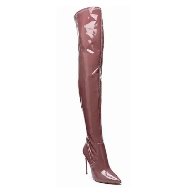 Steve Madden Viktory Mauve Pink Patent Over The Knee Stiletto Boots Size 9.5M - Image 2