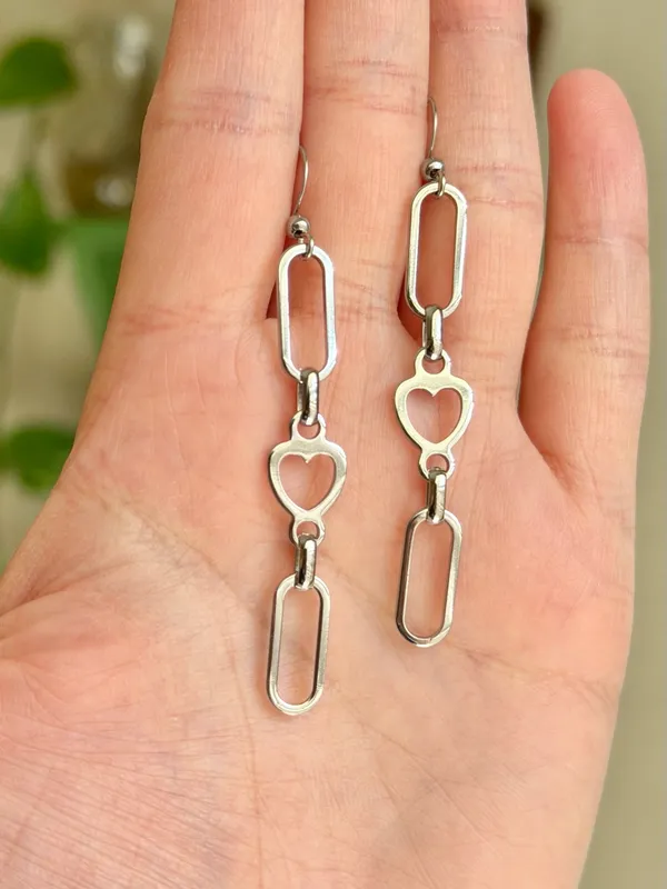 Handmade fully stainless steel y2k funky cute dangle earrings🩷 - Image 3