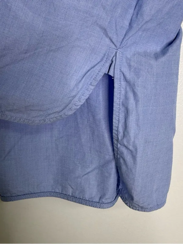 Everlane Light Blue Mandarin Collar Womens Shirt Size 0 Popover Button Down - Image 3