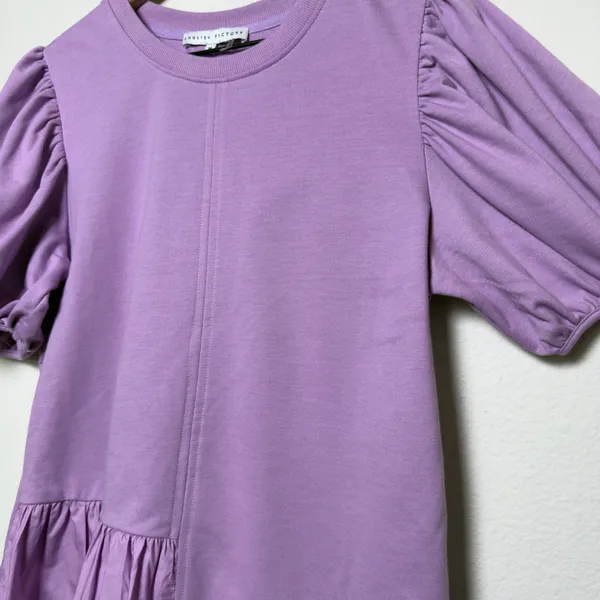 English Factory Women Cotton Mini Dress Medium Purple Preppy Old Money Classic‎ - Image 9