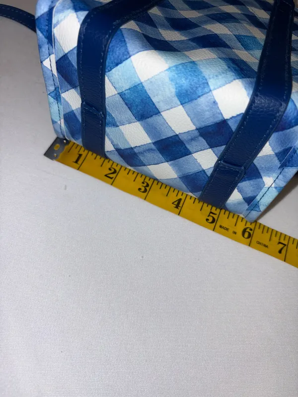 Bath & Body Works Blue Gingham Mini Tote Bag with Strap & handles NWOT - Image 4