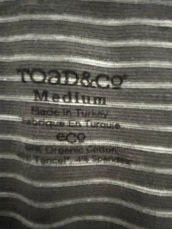 Toad&Co Tamaya Dos Gray and White Striped V-Neck Long Sleeve Organic cotton Top - Image 8