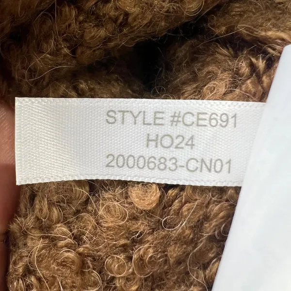 J.Crew Women M Caramel Brown‎ Bouclé Yarn Knit Sweater Mock Neck Long Sleeve - Image 5
