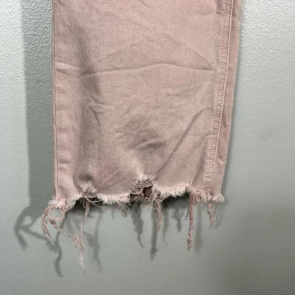 Vervet Pastel Pink Denim Raw Distressed Crop Hem Flare Jeans 32 T5671CR Baby - Image 2