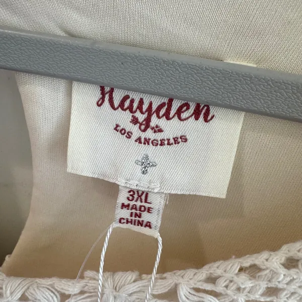 NWT Hayden Los Angeles Cream Crochet Lace‎ Mix Media Midi Dress 3XL - Image 4