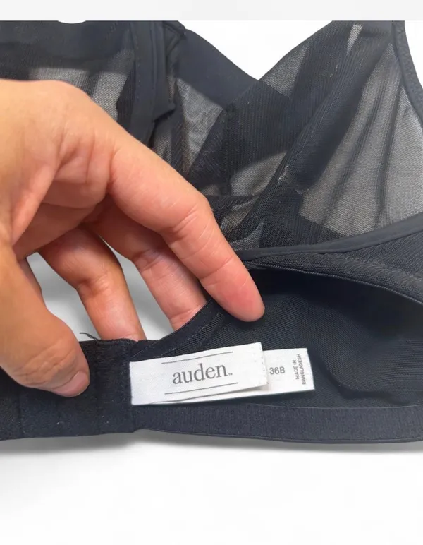 Auden black mesh bra with removable padding, size 36B #lingerie #mesh - Image 3