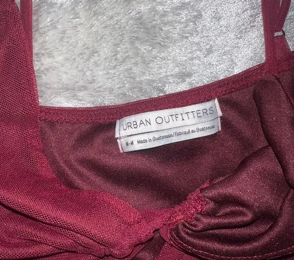 Urban Outfitters Wine Red Ruched Crop Top - Image 5