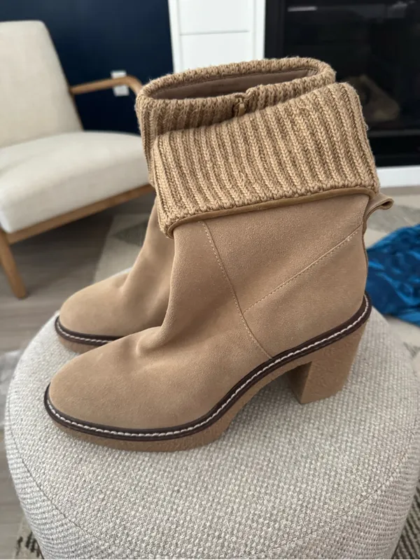 Steve Madden Cashmir Bootie Womens 9.5 Suede Knit Block New - Image 3