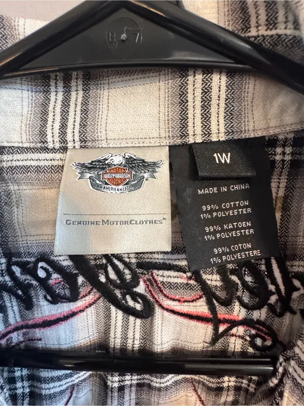 Harley-Davidson Womens 1W Plaid Sleeveless Studded Embroidered Snap‎ Shirt - Image 2
