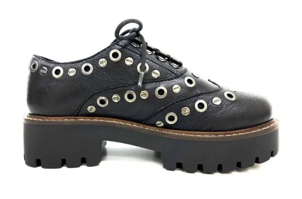 oobash Black Lucy 1990 Repro Leather Studded Lace Up Chunky Platforms Sz 10 $150 - Image 2