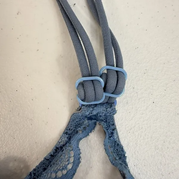 Aerie L Large Lace Bralette‎ Bra Wireless Blue Racerback Pullover Lightly Lined - Image 5