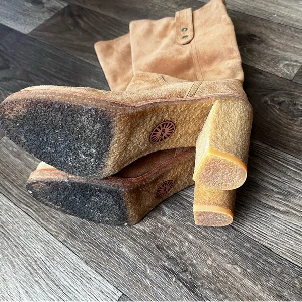 UGG Tan Heeled Suede Boots - Image 6