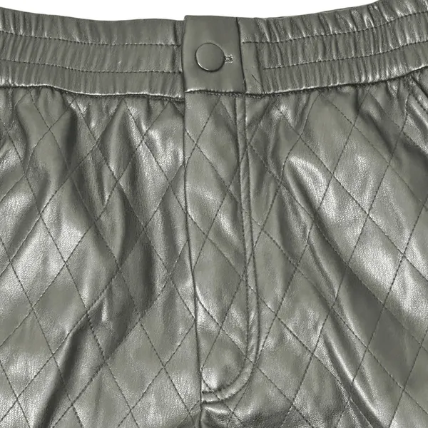 Zara Quilted Diamond Faux Leather Shorts Black Edgy High Rise Size XS - Image 3