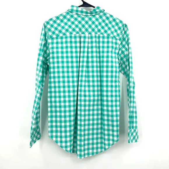 Vineyard Vines size 4 relaxed fit 100%‎ cotton green and white gingham button up - Image 2