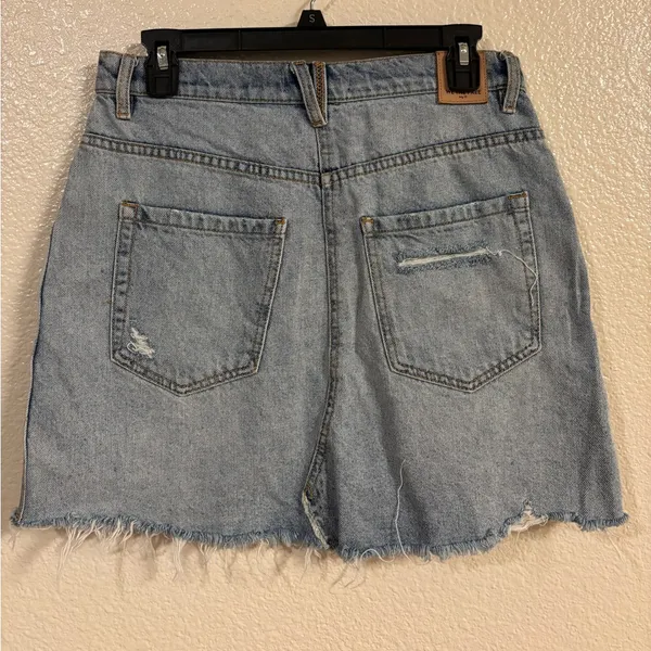 FREE PEOPLE We The Free Denim Brea Cutoff Skirt in Mile High Blue - Image 4