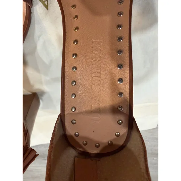 Ulla Johnson Studded Leather Block Heel Sandals Brown EU 37 US 7 Tassel Zip - Image 5