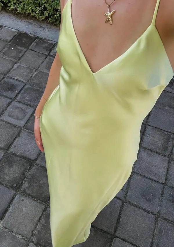 Zara lime Light Green Slip maxi Dress - Image 5