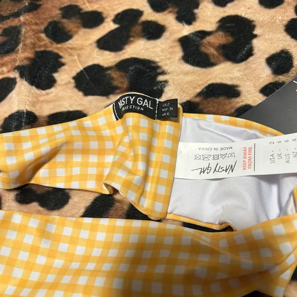 Nasty Gal Gingham Bandeau High Leg Bikini Set 2 NWT - Image 5