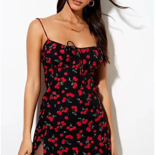 Motel Famala Mini Dress In Cherries Black Size XXL NWT MSRP‎ $54 - Image 3