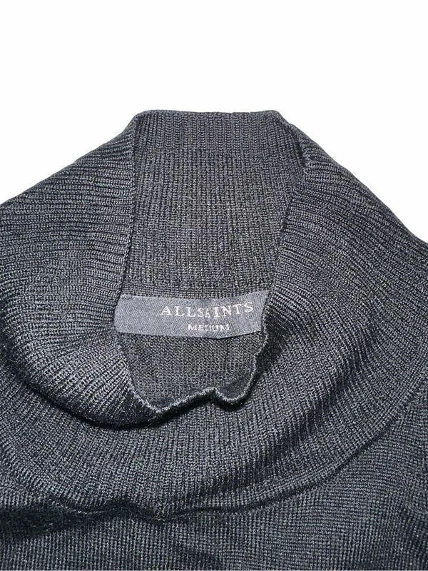 AllSaints Connie Roll Neck Top Black Knit Merino Wool Sleeveless MEDIUM - Image 4