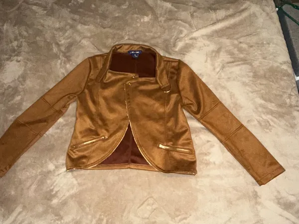Women’s Tan Faux Suede Blazer Jacket - Unbranded - Image 2