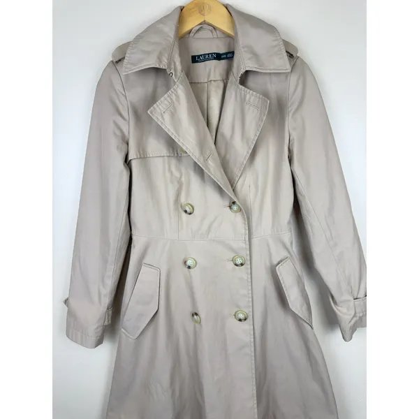 Lauren Ralph Lauren Trench Coat Women’s Size XXS Tan Double Breasted minimalist - Image 3