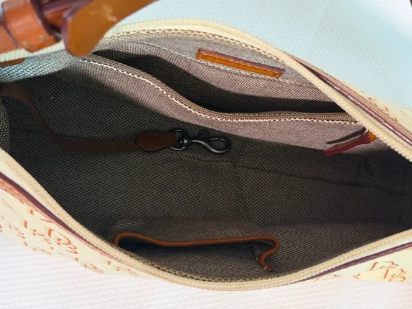Dooney & Bourke Vintage Cream & Brown Hobo Bag - Image 6