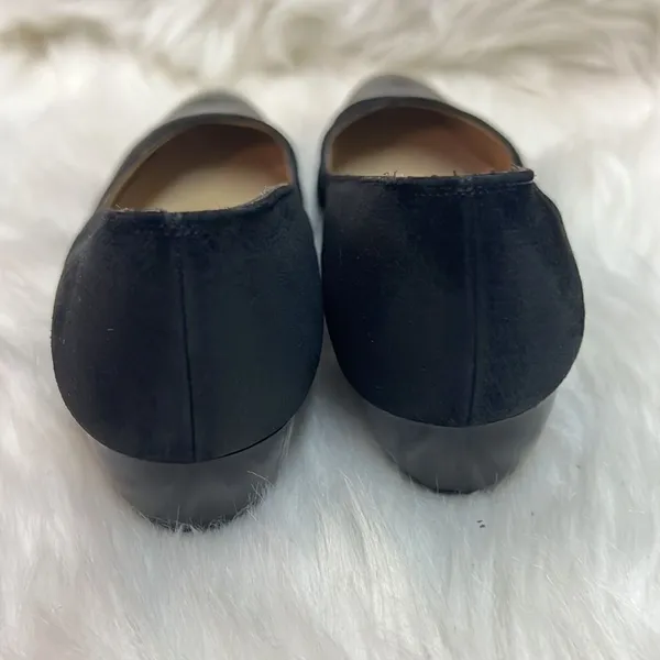 Salvatore Ferragamo Black Leather Patent Cap Toe Low Wedge Size 6.5aa B-24‎ - Image 5