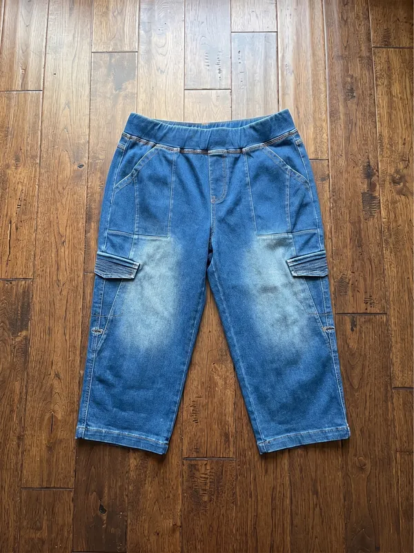 Urban Breeze Indigo Cargo Capris | Street Chic Summer Utility - Image 4