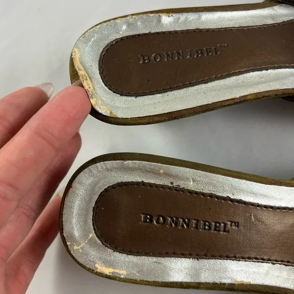 6.5 Bonnibel Olive green jewel sequin wooden slip on point clogs - Image 7