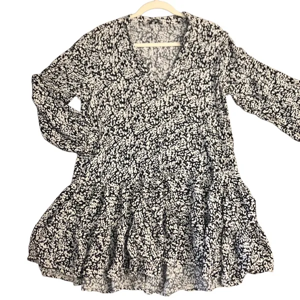 C Zara Claris Back & White V-Neck Long Sleeve Ruffle Women Mini Dress Size M - Image 8