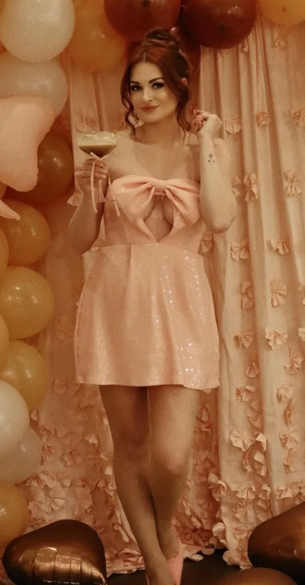 Pink Sequin Missguided Dress - Image 3