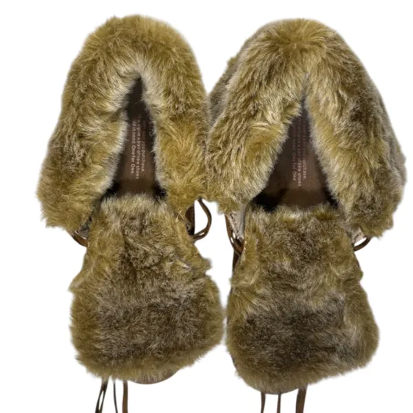 TOMS Nepal Chestnut Brown Suede Faux‎ Fur Trim Moccasin Boots Womens 8.5 710515 - Image 9