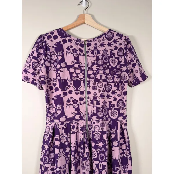LuLaRoe Amelia Dress Womens XL Purple Snow White Disney‎ Princess Pockets Skater - Image 4