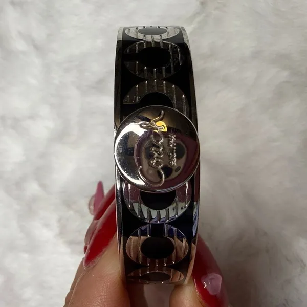 COACH “C” Signed Enamel Stainless Steel Bangle - Image 6