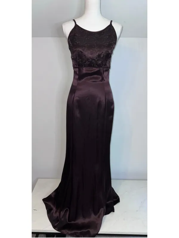 GUNNE sax Espresso Satin Maxi Dress Size 7/8 - Image 5