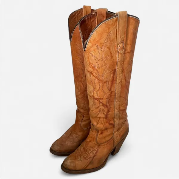 Miss Capezio Vintage 70s Leather Western Tall Knee High Cowgirl Boots - Image 2