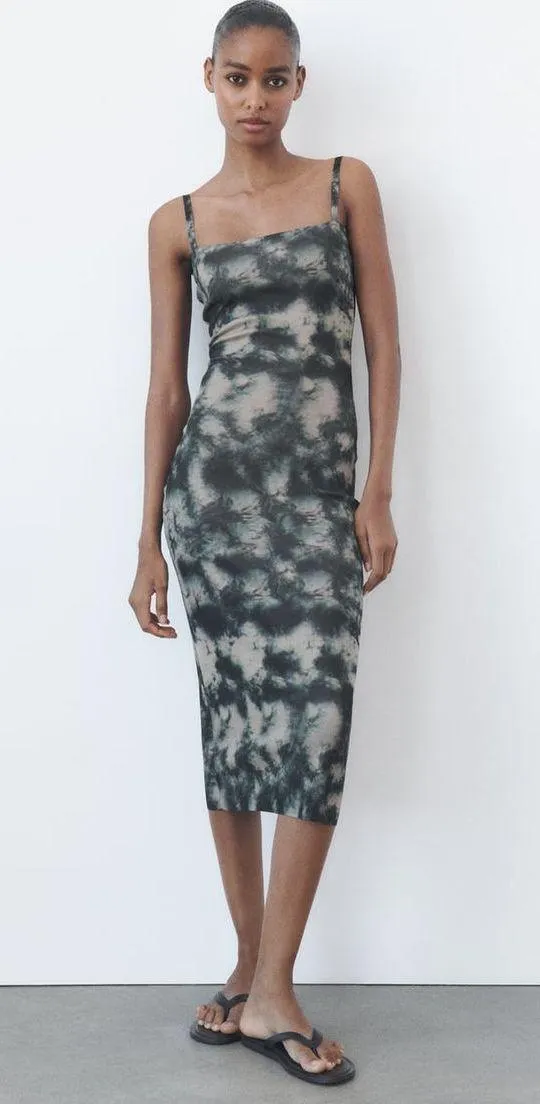Zara dress midi fitted tie dye effect casual summer vacation - Image 10