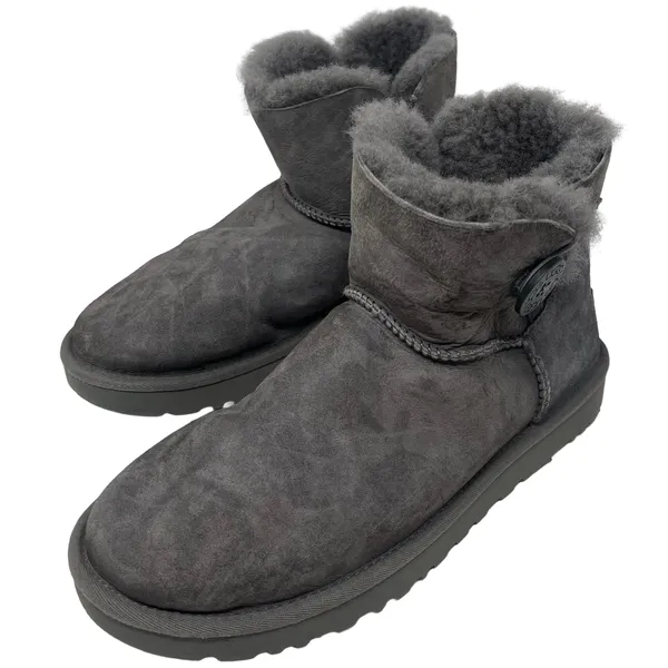 UGG Bailey Button Charcoal Grey Suede Boots Women’s Size 11 - Image 5