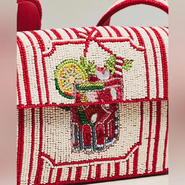 Anthropologie The Fiona Beaded Bag: Food & Drink Edition -Stripe Cocktail - Image 3