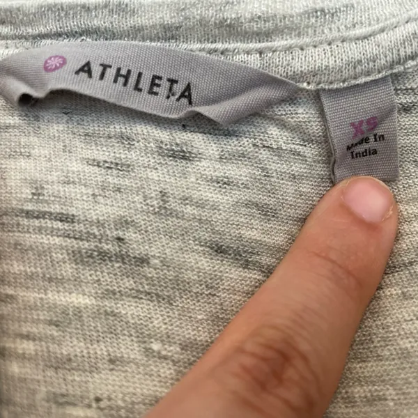 ATHLETA Shiva Linen Metallic Shimmer Long Sleeve Top in Gray Heather Size XS - Image 9
